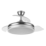 FABRILAMP TODOLAMPARA - Ventilateur de plafond avec lumière LED 72 W moteur DC modèle BAYOMO, couleur nickel, 3 tons, pales rétractables, 6 vitesses, télécommande