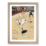 Big Box Art Clown at The Circus Fernando by Henri De Toulouse-Lautrec Framed Wall Art Picture Print Ready to Hang, Oak A2 (62 x 45 cm)