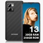 DOOGEE N50 PRO Mobile Phones, 20(8+12)GB+256GB, 50MP AI Main Cameras, Octa-core, 6.52"HD+ Waterdrop Screen, 4200mAh, 90dB Speaker, Android 13 Smartphone, 4G Dual SIM/ 9mm Thickness/Face ID/OTG -Black