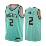 NBNB Hornets # 2 Balle de Basketball Masculin - 2021 Saison City Edition Version Version Uniforme, Vest de Sport en Plein air Sweat-Shirt T-Shirt sans Manches (S-XXL) Green-L