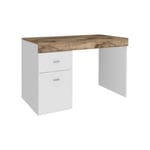 Bureau Carmine, Bureau PC Linéaire, Table de bureau polyvalente, Bureau peu encombrant, 100x60h75 cm, Blanc brillant et Erable