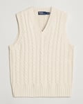 Polo Ralph Lauren Cotton Aran Knitted Vest Cream