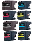 8 Non-OEM Fit For Brother LC123 DCP-J132W DCP-J152W DCP-J552DW Ink Cartridges