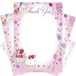 Thank You Party Sheets Notes Pink Cupcakes Balloons Pack Of 20