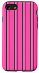 Coque pour iPhone SE (2020) / 7 / 8 Rose Bleu Noir Rayé Girly Esthétique Preppy Stripe