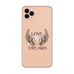 Coque Iphone 12 et 12 PRO love dreams ailes noir