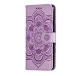 Flip Case for OnePlus 7 Pro, Genuine Leather Case Business Wallet Case with Card Slots, Magnetic Flip Notebook Phone Cover with Kickstand for OnePlus 7 Pro (Purple)