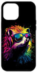 iPhone 12 Pro Max Hedgehog with Headphones Popart Rainbow Cute Hedgehogs Case