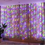 HXWEIYE Guirlande Lumineuse Rideau Multicolore, 300 LED 3m*3m，8 Modes d'Eclairage USB et Télécommande avec Minuterie pour Salle, Fenêtre, Mariage, Fête, Noël