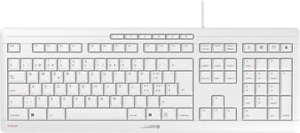 STREAM KEYBOARD TKL, clavier m?canique filaire sans pav? num?rique, Disposition suisse (QWERTZ), Touches silencieuses, Sensation de frappe unique, Blanc gris?