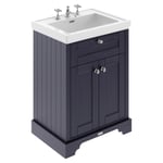 Old London Twilight Blue 600mm 2 Door Vanity Unit with 66mm Profile Basin with 3