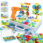 Jouet Enfant 3 Ans Mosaique Puzzle 3D Etabli Enfant Bricolage Jeux de Construction Educatif 4 5 Ans Visseuse Enfant avec Perceuse Électronique Jeux Montessori Garcon Cadeau Enfant 3 4 Ans -224PCS