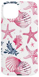 iPhone 15 Plus Pink Blue Seashell Coastal Summer, Starfish, Women Case