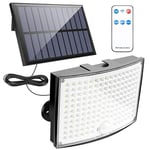 AGOTD Lampe Solaire Extérieur avec Détecteur de Mouvement, 168LED/3 Modes Lumière Solaire Extérieure avec Télécommande, Étanche IP65 Spot Solaire Exterieur pour Jardin, Câble de 5m