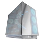 MARSGAMING MC-NOVA3, Boîtier Gaming Custom XXL E-ATX, Triple Verre Chromé Continu sans Cadre, Support Complet Refroidissement Liquide, Aluminium Aérospatial 2mm, Tour PC Double Chambre, USB-C, Blanc