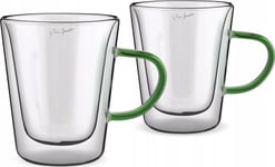 Lamart Lt 9118 300 Ml Vaso Color Glass, 2 Glas (Tea, Latte, Med Grönt Handtag)