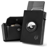 DODENSHA Airtag Portefeuille pour Homme avec Compartiment à Monnaie I MagSnap Étui pour Cartes pour Homme I Smart Airtag Wallet pour 10+ Cartes I Portefeuille pour Homme avec Protection RFID (Noir)