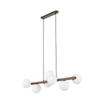 Lampe Suspendue Pendelleuchte Bois Métal Verre L: 90 CM H : Max. 125 Réglable G9