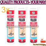 3x 151 Instant Wall Filler Crack Resistant Cartridge Dries White Sandable