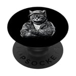 American Shorthair Cat Thug Cat Gangster Cat Gangster Life PopSockets PopGrip Adhésif