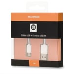 Câble USB - D2DIFFUSION - Micro USB 2.0 - 1 m - Blanc - Transfert de données