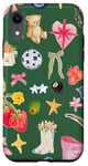 Coque pour iPhone XR Collage vert cowgirl Y2K avec nœud mignon et esthétique