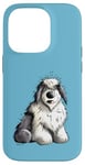 Coque pour iPhone 14 Pro Dessin animé drôle de vieux chien de berger anglais