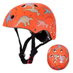 Wdmiya Casque Vélo Enfant Filles Garçons Casques Enfants 2-6 Ans Casque Ajustable Ptotection pour Cyclisme Roller Skateboard Scooter Trottinette Dinosaur (Orange, Diamètre 51-54 cm)