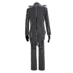 Pelottava kauhu Jack Skellington Cosplay-asu Joulu Jack univormuvaatteet Raidalliset miesten puvut Halloween-asut