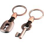 2PCS Nyckelring Personlig Par Nyckelring, Nyckelring Läder Nyckelkedja (brons) bronze