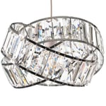 Giggi Modern Chrome Light Shade with Clear Acrylic Crystals 19cm x 29cm, Lampshades for Ceiling Lights, Interwoven Rings Pendant Light Shade, Lamp Shades for Bedroom, Living Room, Kitchen, Hallway