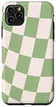 Coque pour iPhone 11 Pro Max Sage Green Classic Checkered Checker Checkerboard Wavy