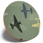 1 x Retro Planes Air Force - Round Coaster Kitchen Student Kids Gift #13027