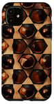 Coque pour iPhone 11 Marron Art Déco Cerise Rétro Motif 8 Boules