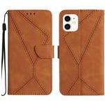 Étui Pour Coque De Téléphone Iphone 11 Cuir Pu Doux Tpu De Haute Qualité Couture En Relief Portefeuille En Cuir - Le Brun