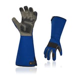 Vgo... Gants de jardinage pour femmes, gantelet d'élagage, manches longues, anti-épines, puncture protection, avant-bras long, écran tactile (AL6608,Bleu,11/XXL,1Paire)