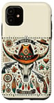 Coque pour iPhone 11 Motif tête de mort de taureau du Sud Style bohème