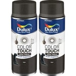 Lot de 2 - Peinture aérosol Color Touch Multi-Supports - Effet Metallisé Noir Métallisé 400 ml Dulux Valentine