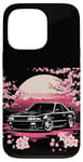 Coque pour iPhone 13 Pro Retro JDM Voiture de course japonaise Drift Tuning Car Sakura Blossom