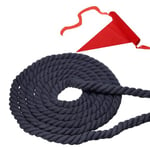 PATIKIL 10 Feet Tug of War Rope for Adults Teen, 3-Strand Natural Twisted Cotton Rope with Flag for Yard Game Team Building Activities, Navy Blue