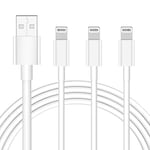 VNSMABIIT Apple USB to Lightning Cable 3Pack iPhone Charger Cable 1M MFi Certified iP Lead Fast Charging Cables for iPhone 14/13/12/11/11ProMax/X/XS/XR/XS Max/8/7/6 for iPad (1M White)