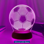 3d Illusion Barn Nattlampa Fotboll Boll Touch Sensor Fjärrkontroll Nattlampa För Barn Sovrum Dekoration Fotboll Bordslampa GiftWood LED Base