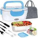 Poligono Lunch Box Chauffante Électrique (1.5L/55W), Boite Isotherme Repas Chaud Portable, Gamelle Ghauffante puro Bureau et Voiture, Bleu