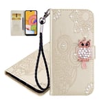 IMEIKONST Embossed Case for Samsung S10 Plus Étui Owl Glitter Sparkly Gems Shockproof Cuir Wallet Flip Stand Porte-Cartes de Crédit Magnétique Folio Coque pour Samsung Galaxy S10 Plus Owl Gold YK