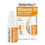 BetterYou Vitamin D 400 IU Junior Daily Oral Spray, Pill-free Vitamin D3 Supplement for Children, 3-month Supply, Made in the UK, Natural Peppermint Flavour