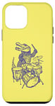 Coque pour iPhone 12 mini Crocodile jouant de la batterie en forme de crocodile, percussion, reptile