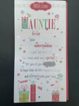 AUNTIE  BIRTHDAY CARD,  FANTASTIC AUNTIE .   9”x5” POP OUT INSIDE