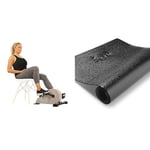 Sunny Health and Fitness Magnetic Under Desk Pedal Exerciser, Dual Function Mini Exercise Cycle Bike SF-B0891 and Exercise Equipment Mat, Non-slip Noise Reduction Floor Protector Mat ‎NO. 083