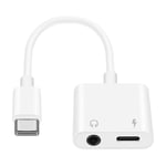 Enkay USB-C to Audio Jack 3.5mm Adapter + USB-C Charge Compact Design, White