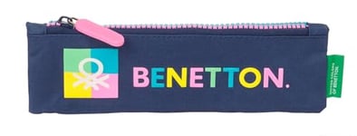 Safta Benetton Cool - Trousse Scolaire pour Enfant, idéale pour Les Enfants de 5 à 14 Ans, Confortable et Polyvalente, qualité et résistance, 20 x 60 cm, Couleur Bleu Marine, Bleu Marine, Estándar,